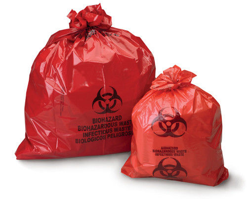 50microns thickness HDPE LDPE red yellow plastic biohazard medical