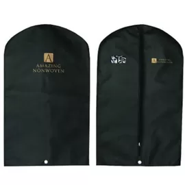 Black Foldable Zippered  PP Non Woven Garment  Bags with Handle