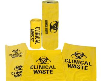 high quality heavy duty yellow  polyethylene  clinical waste bags with biohazard symbol printing