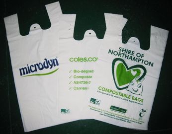 eco friendly biodegradable  PLA  PBAT shopping T Shirt carry  bag for grocery  store supermarket