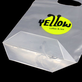 plastic die cut handle for coffee  milk tea drinking juice take-out poly packaging bag