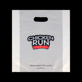 white HDPE plastic die cut handle side gusset food chicken hamburger bakery take-out carrier packing bag