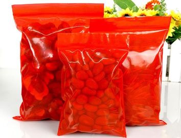 red color LDPE food grade plastic ziplock waterproof dustproof reclosable grip seal bags