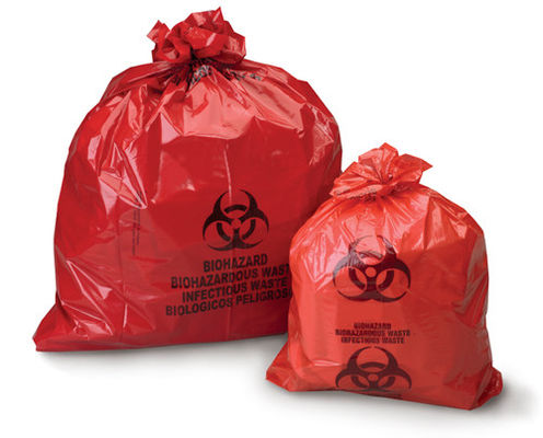 50microns thickness HDPE LDPE red  yellow plastic biohazard medical waste bags for hospital